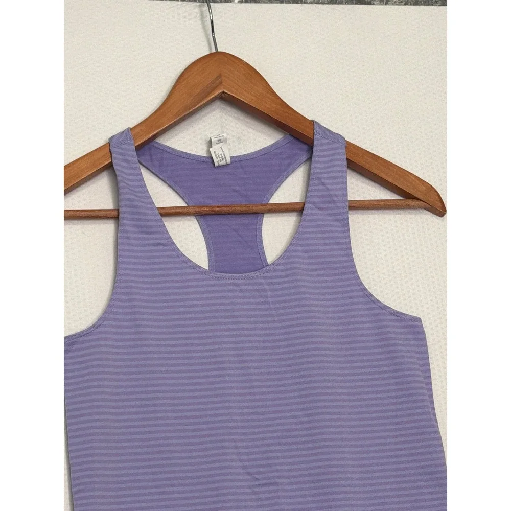 Under Armour HeatGear Purple Striped Racerback Tank Top Fitted Medium - Picture 2 of 9